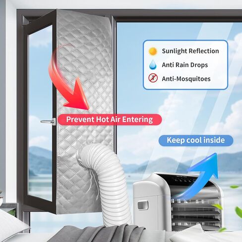 FSEN Portable AC Window Seal Kit - Heavy-Duty Window Barrier with Adjustable Hole, No-Drill Waterproof & Universal Fit for Sliding/Crank-Out/Skylight Windows. Blocks Heat, Dust & Saves Energy! in Saudi Arabia
