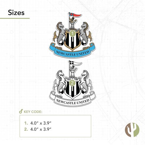 Desert Cactus Newcastle United FC Sticker Decal Vinyl NUFC Magpies English Football Soccer Bottop Botto Scrapbook (Type 4 Inch A) in Kuwait