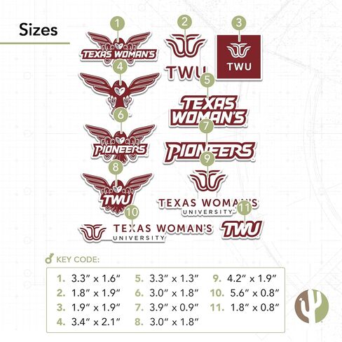 Desert Cactus Texas Woman's University Sticker Texas Woman's Pioneers Vinyl Decal Laptop Water Bottle Car Scrapbook Sheet (Type 2) in Saudi Arabia