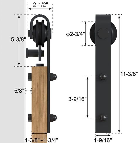 WINSOON 8FT Barn Door Hardware Kit: Double Sliding Door Hardware - Heavy Duty Black Barn Door Track Kit - Carbon Steel Sliding Barn Door Rail - J-Shape Easy to Install for 48" Closet Panel(No Door) in Kuwait