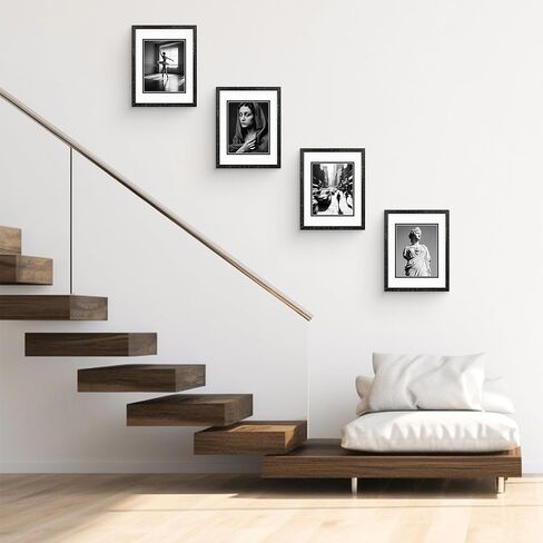 Golden State Art، إطار خشبي أسود متعثر مقاس 11 × 14 مع حصيرة مزدوجة باللون الأبيض فوق الأسود - يعرض صور مقاس 8 × 10 - زجاج حقيقي، شماعات مسننة، أزرار دوران خلفية - تركيب على الحائط، منظر طبيعي، صورة in Kuwait