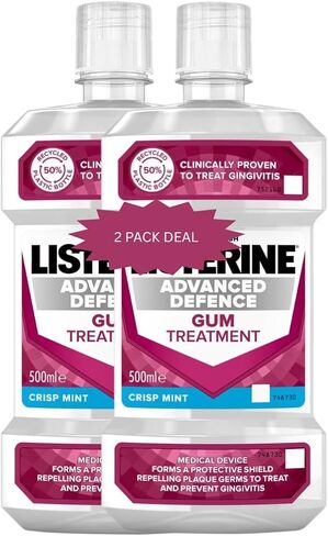 دفاع دفاع علاج اللثة النعناع غسول الفم 500 مل | 16.9 Fl Oz *2 Pack Deal * in Kuwait
