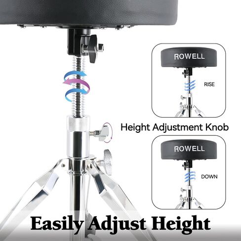 ROWELL Drum Throne Adjustable Drum Stool Lightweight Drum Seat Soft Drum Stools Electric Drum Throne Max Weight 330Lb Drum Set Stool Textured Blue Drum Thrones for Kids Adult Women Drummer in Saudi Arabia