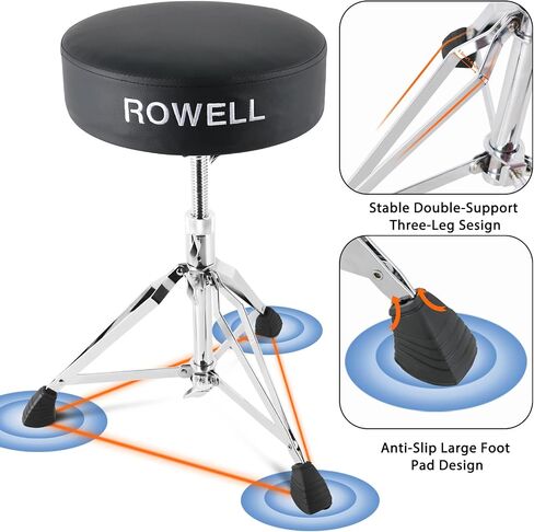 ROWELL Drum Throne Adjustable Drum Stool Lightweight Drum Seat Soft Drum Stools Electric Drum Throne Max Weight 330Lb Drum Set Stool Textured Blue Drum Thrones for Kids Adult Women Drummer in Saudi Arabia