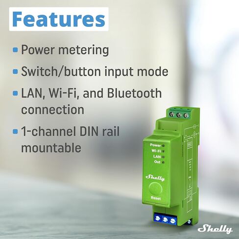 Shelly Pro Dimmer 2pm | Wi-Fi & LAN 2-channel dimmer مع Power Metering | أتمتة المنزل | بوابة البلوتوث | DIN Rail | متوافق مع Alexa و Google Home | أضواء قابلة للاعتزال in Kuwait