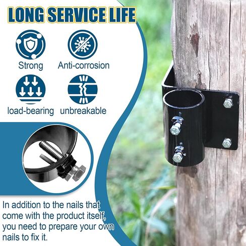 Heavy Duty Dock Outside Corner Leg Pipe Holder, Metal Hardware Stationary Dock Pipe Leg Holder for 2 Inch Mounting Holes, Dock Leg Holder with Black Anti-Rust Coating and Adjustable Mounting Screws in Saudi Arabia