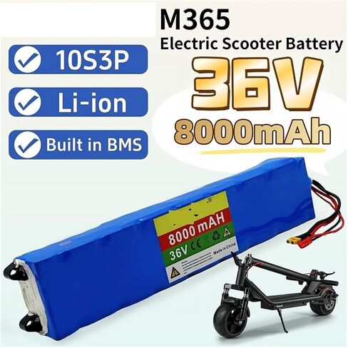 10S3P LI-ion Battern Bustice 36V 8000mAh ， متوافقة مع Xiaomi M365/1S بطارية الدراجات البخارية الكهربائية الخاصة (JST-TX60-Battery) in Saudi Arabia