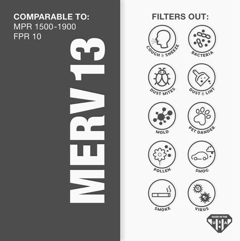 Aerostar 20x20x1 MERV 13-12 Count - Pleated Furnace & Air Conditioner Filters - Removes Bacteria, Dust, Cold & Flu Germs, Lint, Mold, Pet Dander, Allergy-Causing Pollen, Smog, Smoke & Viruses in Saudi Arabia