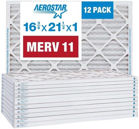 Aerostar 20x20x1 MERV 13-12 Count - Pleated Furnace & Air Conditioner Filters - Removes Bacteria, Dust, Cold & Flu Germs, Lint, Mold, Pet Dander, Allergy-Causing Pollen, Smog, Smoke & Viruses in Saudi Arabia
