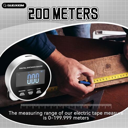 Gugxiom Electronic Digital Tape Measure, Digital Measuring Tape with 200m Measuring Range, Mini Tape Measure with LCD Digital Screen, Supports 10 Sets of Data Storage in Saudi Arabia
