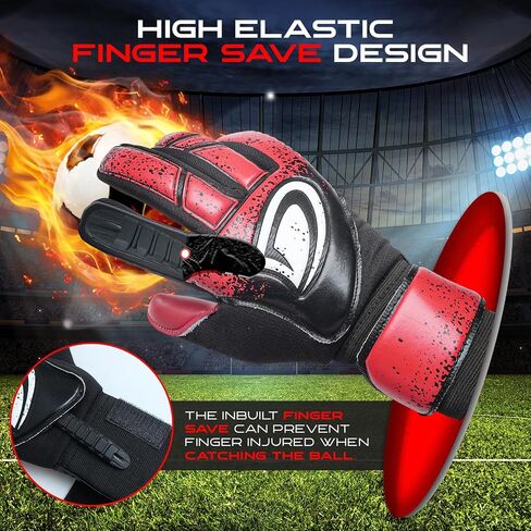 Kids Soccer Goalkeeper Gloves with Finger Save – Strong Latex Grip, Padded Fingers & Palms, Breathable, Adjustable Wrist, Durable & Comfortable in Saudi Arabia