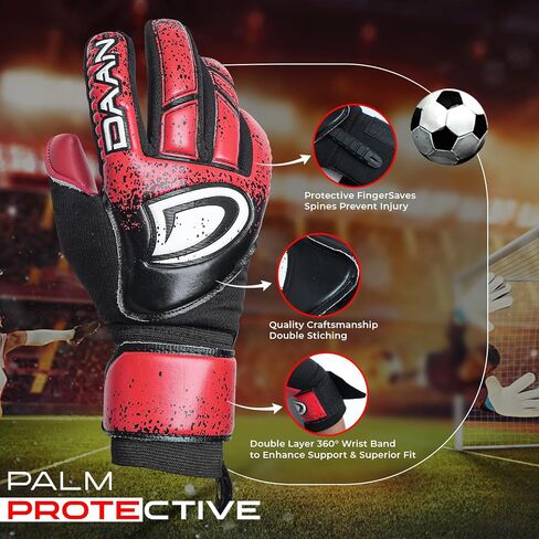 Kids Soccer Goalkeeper Gloves with Finger Save – Strong Latex Grip, Padded Fingers & Palms, Breathable, Adjustable Wrist, Durable & Comfortable in Saudi Arabia