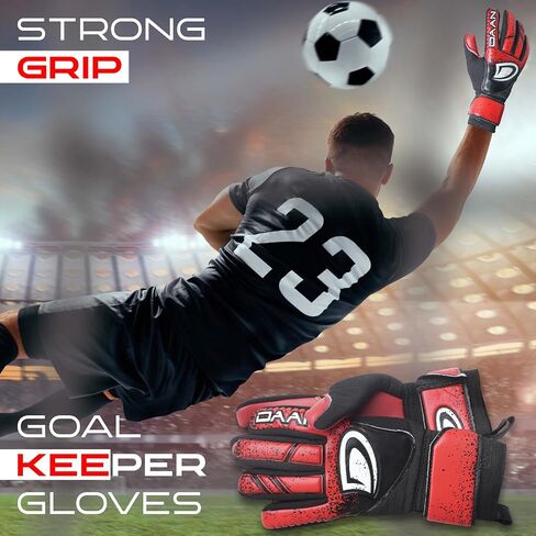 Kids Soccer Goalkeeper Gloves with Finger Save – Strong Latex Grip, Padded Fingers & Palms, Breathable, Adjustable Wrist, Durable & Comfortable in Saudi Arabia
