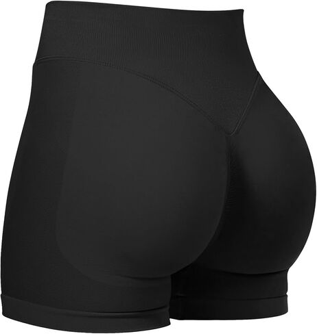 Buauty Women Workout Shorts 3.6" Butt Lifting High-Waisted Seamless Pants Scrunch Booty Athletic Gym Yoga Biker Shorts Black XS in Saudi Arabia