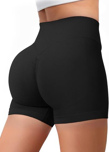 Buauty Women Workout Shorts 3.6" Butt Lifting High-Waisted Seamless Pants Scrunch Booty Athletic Gym Yoga Biker Shorts Black XS in Saudi Arabia