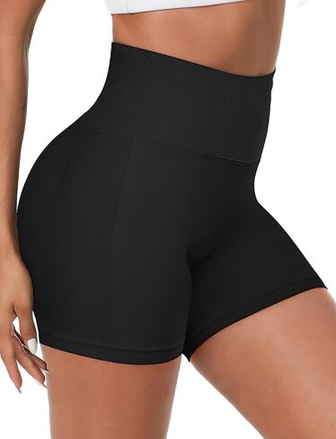 Buauty Women Workout Shorts 3.6" Butt Lifting High-Waisted Seamless Pants Scrunch Booty Athletic Gym Yoga Biker Shorts Black XS in Saudi Arabia