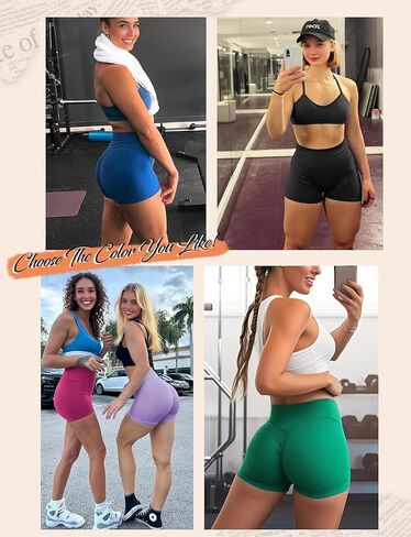 Buauty Women Workout Shorts 3.6" Butt Lifting High-Waisted Seamless Pants Scrunch Booty Athletic Gym Yoga Biker Shorts Black XS in Saudi Arabia
