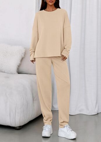 Prettygarden Womens 2 قطعة مطابقة مجموعات صالة 2025 خريف الأكمام طويلة قوارب العرق سدود الجبال الجيوب الجيوب in Saudi Arabia
