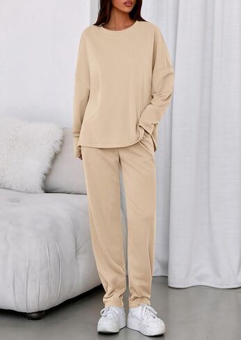 Prettygarden Womens 2 قطعة مطابقة مجموعات صالة 2025 خريف الأكمام طويلة قوارب العرق سدود الجبال الجيوب الجيوب in Saudi Arabia