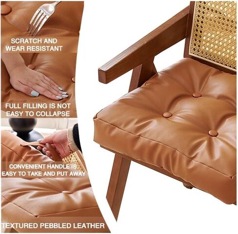Dual Sided Bench Cushion - Waterproof Faux Leather & Plush Velvet Reversible Seat Pad (16"/18"), Non-Slip Chair Cushion with Handle (6 Colors) (Brown, 18x18x3 Inch (Pack of 1)) in Saudi Arabia