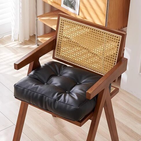 Dual Sided Bench Cushion - Waterproof Faux Leather & Plush Velvet Reversible Seat Pad (16"/18"), Non-Slip Chair Cushion with Handle (6 Colors) (Brown, 18x18x3 Inch (Pack of 1)) in Saudi Arabia
