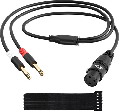 elecan 3-pin xlr ذكر إلى مزدوج 6.35mm 1/4 '' ts الذكور y الكبل محول التقسيم 4 قدم ، mono مزدوج إلى XLR ميكروفون كابل الصوت المحول enternct in Kuwait