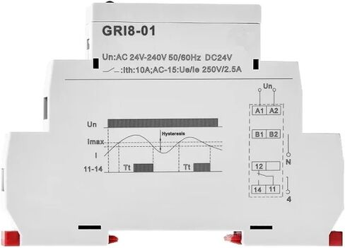 GRI8-01/02 Current Monitoring Relay 0.5A 1A 2A 5A 8A 16A ACDC24V-240V Overcurrent Undercurrent Protection Relay(GRI8-02 Undercurrent,0.8-8A) in Saudi Arabia