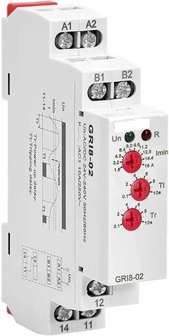 GRI8-01/02 Current Monitoring Relay 0.5A 1A 2A 5A 8A 16A ACDC24V-240V Overcurrent Undercurrent Protection Relay(GRI8-02 Undercurrent,0.8-8A) in Saudi Arabia