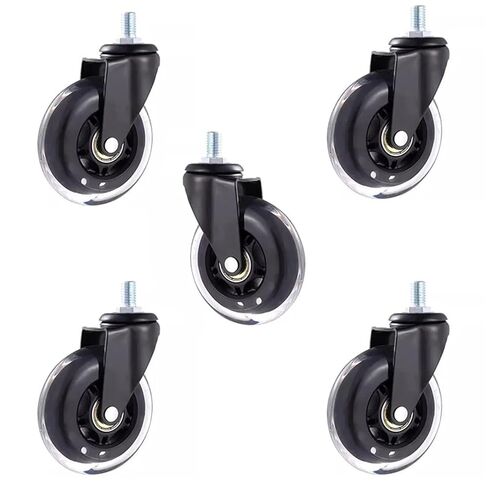 5Pcs 3 Inch Universal PU Screw Roller Ice Wheel Casters M6/M8/M10 Mute Caster(M8x15mm) in Saudi Arabia