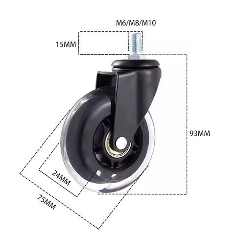 5Pcs 3 Inch Universal PU Screw Roller Ice Wheel Casters M6/M8/M10 Mute Caster(M8x15mm) in Saudi Arabia
