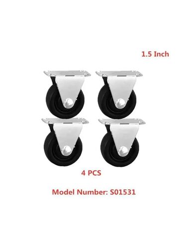 4Pcs Casters 1.5 Inch Black Rubber Directional Wheel Light Flat Fixed Caster Silent Wear Furniture Roller in Saudi Arabia