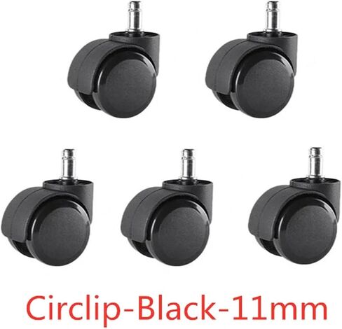5pcs 10mm/11mm 2 بوصة circlip/screw pu كرسي مكتب كبير العجلة العالمية العجلة الصامتة (circlip-black-11mm) in Saudi Arabia