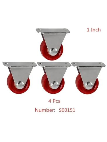 4pcs 1 بوصة PU Directional Caster Light Jujube Red Roller Heal Head Wear-Endistant Wheel in Saudi Arabia