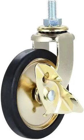 4Pcs 3 Inch Screw Stem Gold Brake Dining Wheel Swivel Caster Hand Push Silent(M8-Brake) in Saudi Arabia