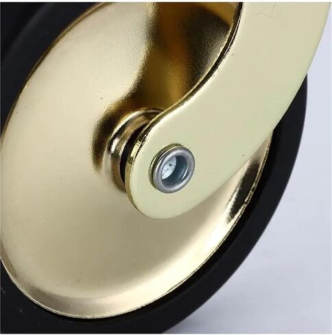 4Pcs 3 Inch Screw Stem Gold Brake Dining Wheel Swivel Caster Hand Push Silent(M8-Brake) in Saudi Arabia