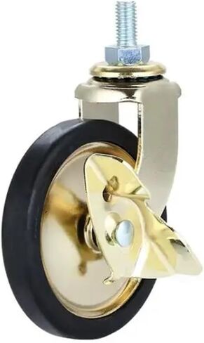 4Pcs 3 Inch Screw Stem Gold Brake Dining Wheel Swivel Caster Hand Push Silent(M8-Brake) in Saudi Arabia