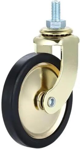 4Pcs 3 Inch Screw Stem Gold Brake Dining Wheel Swivel Caster Hand Push Silent(M8-Brake) in Saudi Arabia