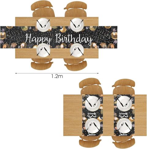 Happy Birthday Table Runner, 72×13In Vintage Black Gold Birthday Table Runner Birthdays Dining Linen Tables Decoration for Men Women Indoor Outdoor Home Party in Saudi Arabia