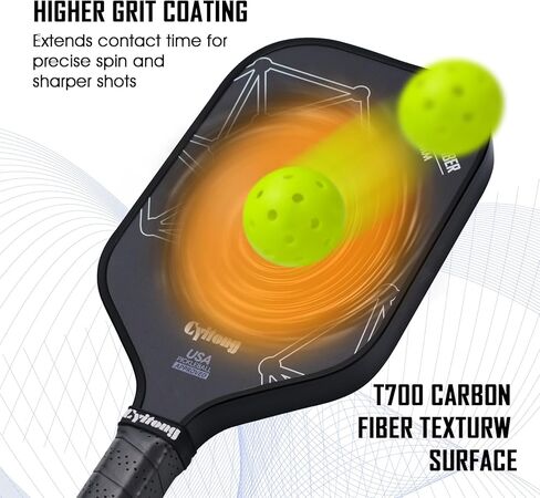 Pickleball Paddle- Professional Carbon Fiber T700 Pickleball Paddle مع مضرب Bickleball Core ذي 16 مم - دقة خفيفة الوزن وامتصاص الصدمات المعزز للدوران العالي واللقطات القوية in Kuwait
