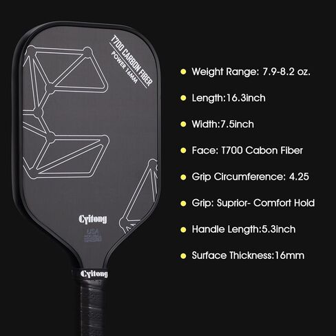Pickleball Paddle- Professional Carbon Fiber T700 Pickleball Paddle مع مضرب Bickleball Core ذي 16 مم - دقة خفيفة الوزن وامتصاص الصدمات المعزز للدوران العالي واللقطات القوية in Kuwait