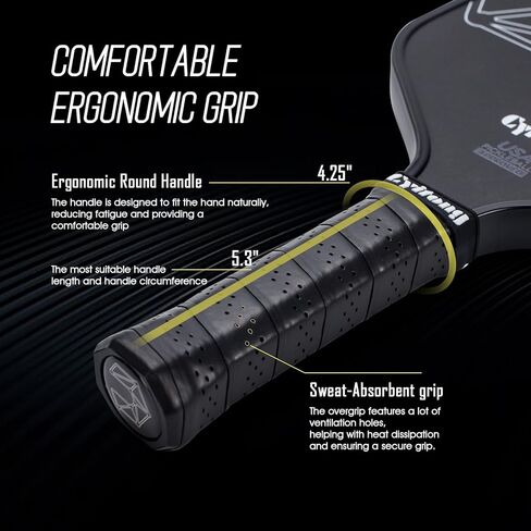 Pickleball Paddle- Professional Carbon Fiber T700 Pickleball Paddle مع مضرب Bickleball Core ذي 16 مم - دقة خفيفة الوزن وامتصاص الصدمات المعزز للدوران العالي واللقطات القوية in Kuwait