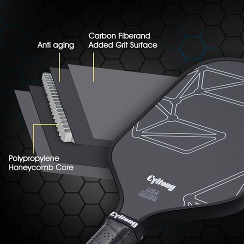 Pickleball Paddle- Professional Carbon Fiber T700 Pickleball Paddle مع مضرب Bickleball Core ذي 16 مم - دقة خفيفة الوزن وامتصاص الصدمات المعزز للدوران العالي واللقطات القوية in Kuwait