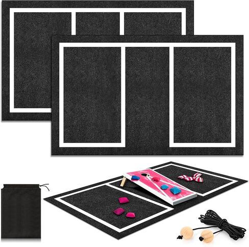 2 PCS Cornhole Mats Set 60x96 Professional Cornhole Pitch Pad ، مجموعة أدوات Finder Range ، حصيرة ألعاب اللوح غير المنقولة للوحات تحت الأكياس ، تستمر في إلقاء الأكياس النظيفة والآمنة in Saudi Arabia