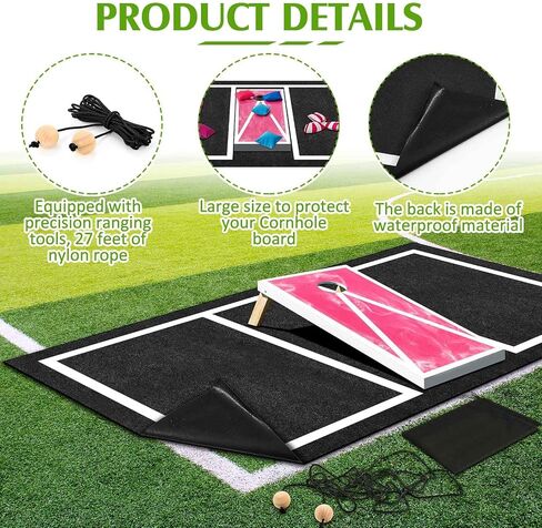 2 PCS Cornhole Mats Set 60x96 Professional Cornhole Pitch Pad ، مجموعة أدوات Finder Range ، حصيرة ألعاب اللوح غير المنقولة للوحات تحت الأكياس ، تستمر في إلقاء الأكياس النظيفة والآمنة in Saudi Arabia
