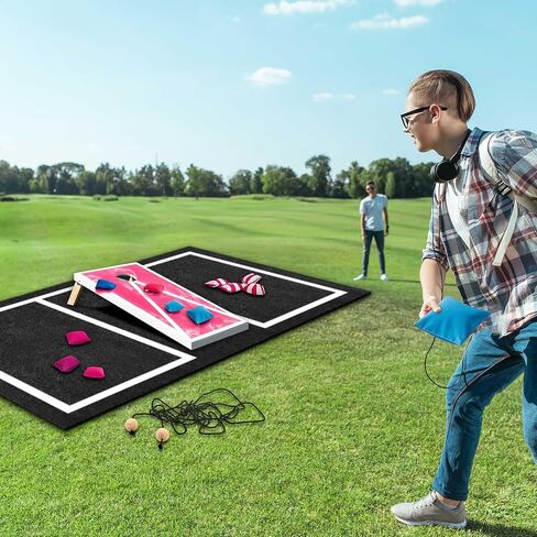 2 PCS Cornhole Mats Set 60x96 Professional Cornhole Pitch Pad ، مجموعة أدوات Finder Range ، حصيرة ألعاب اللوح غير المنقولة للوحات تحت الأكياس ، تستمر في إلقاء الأكياس النظيفة والآمنة in Saudi Arabia