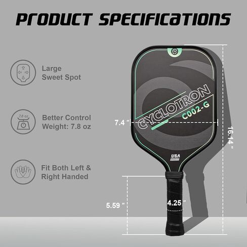 مجموعة Cyclotron Pickleball Paddles مجموعة من 2 ، سطح الألياف الزجاجية خفيفة الوزن ، مثالية لهدية المبتدئين (مجاذيات ، 4 كرات ، حقيبة رياضية واحدة) in Saudi Arabia
