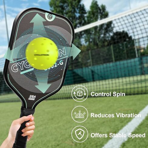 مجموعة Cyclotron Pickleball Paddles مجموعة من 2 ، سطح الألياف الزجاجية خفيفة الوزن ، مثالية لهدية المبتدئين (مجاذيات ، 4 كرات ، حقيبة رياضية واحدة) in Saudi Arabia