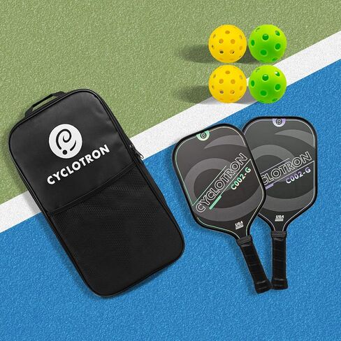 مجموعة Cyclotron Pickleball Paddles مجموعة من 2 ، سطح الألياف الزجاجية خفيفة الوزن ، مثالية لهدية المبتدئين (مجاذيات ، 4 كرات ، حقيبة رياضية واحدة) in Saudi Arabia