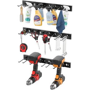 CCCEI 3 Modular Pegboard Strock ، Metal PEG Slat Mount للمرآب ، الطابق السفلي ، الحديقة ، منظمة غرفة الغسيل. منظم الأدوات المرن للركض ، المجارف ، الصياغة. هدايا للرجال ، الأسود. in Kuwait