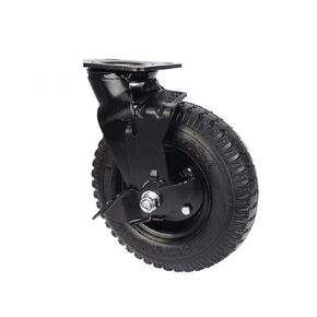 1Pcs 8 Inch Pneumatic Rubber Wheel Side Brake Air Hotel Luggage Cart Caster Universal in Saudi Arabia
